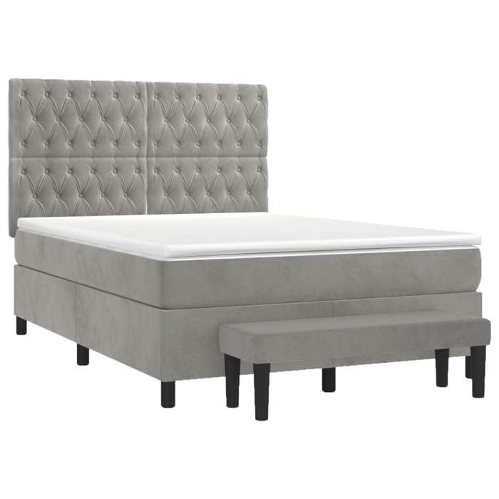 Maison Exclusive - Sommier à lattes de lit et matelas Gris clair 140x190cm Velours