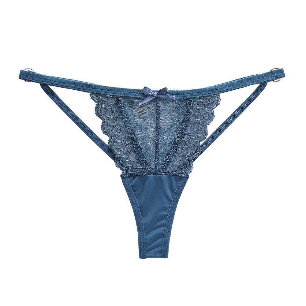 Stretchy Strappy Sheer Lace Thong Low Waist Romantic Panties Floral Embroidery Briefs  Ladies Girls