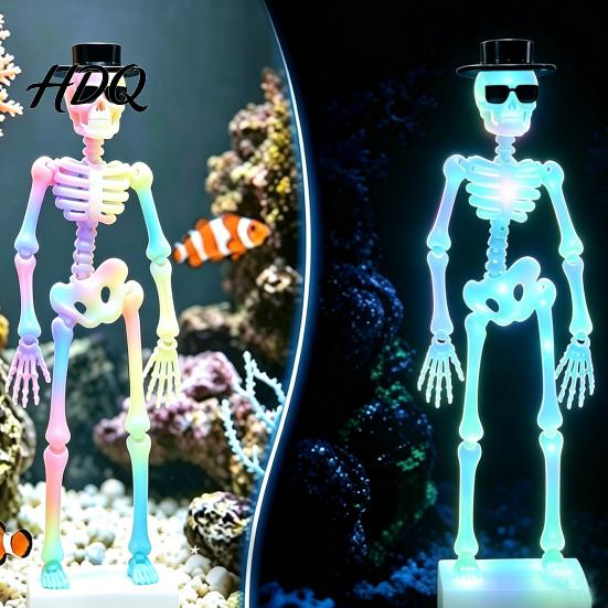 Desktop Fish Tank Decorations Dancing Skeleton Aquarium Bubbler with Adjustable Air Flow Underwater 3D Printed Unique for Powered Moving Skull
