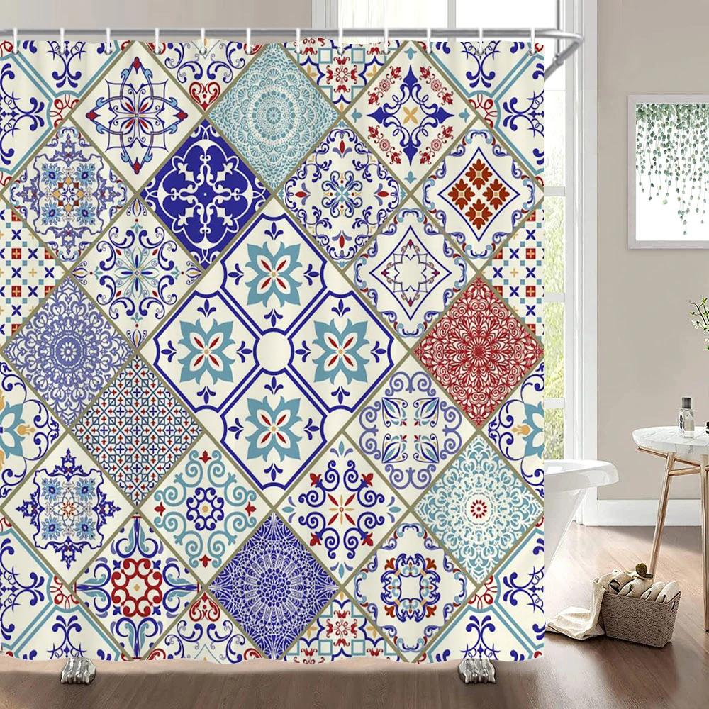 

1 шт. индийская мандала 3D печать полиэстер материал занавеска для душа перегородка для ванной комнаты домашняя декоративная занавеска W90xH180cm