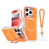 For iPhone 16 Pro Max Case Compatible with MagSafe Lens Kickstand TPU Acrylic Phone Cover with Matching Hand Strap