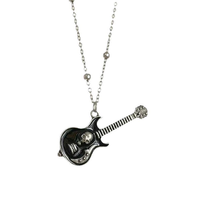 Clavicle Chain Ins Style Dark Gothic Rock Punk Skull Guitar Necklace