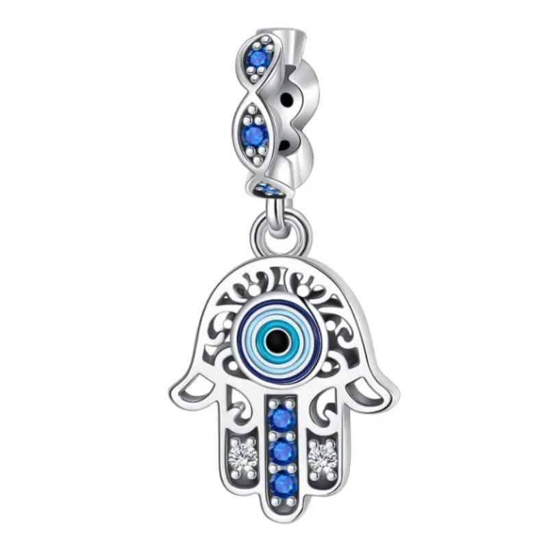 Original Copper Blue Evil Eyes Charms Ring Earrings Bead Palm Pendants Fit Bracelet Necklace Jewelry Gift