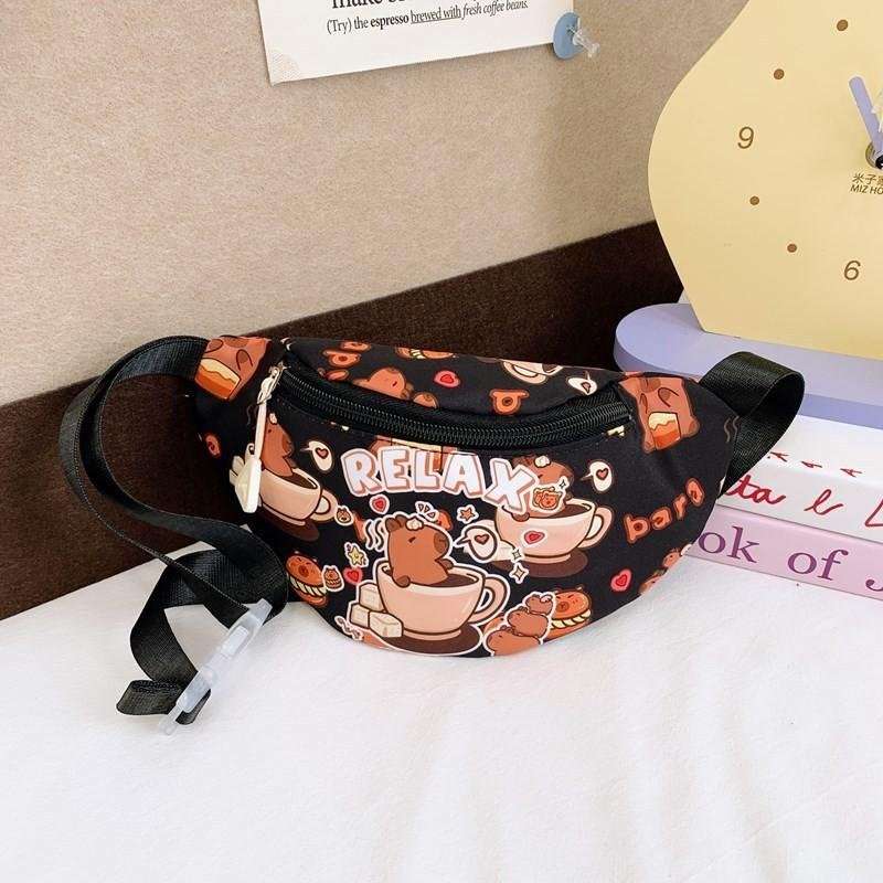 

Модная детская нагрудная сумка с красочными аниме-принтами для детей чёрный