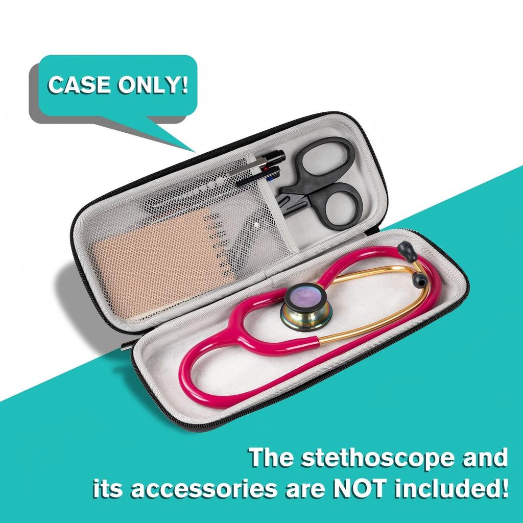 ProCase Stethoscope Storage Shockproof Hard EVA Carrying Mesh Pocket for Small Compatible Littmann Cardiology Classic Classic Lightweight II Black