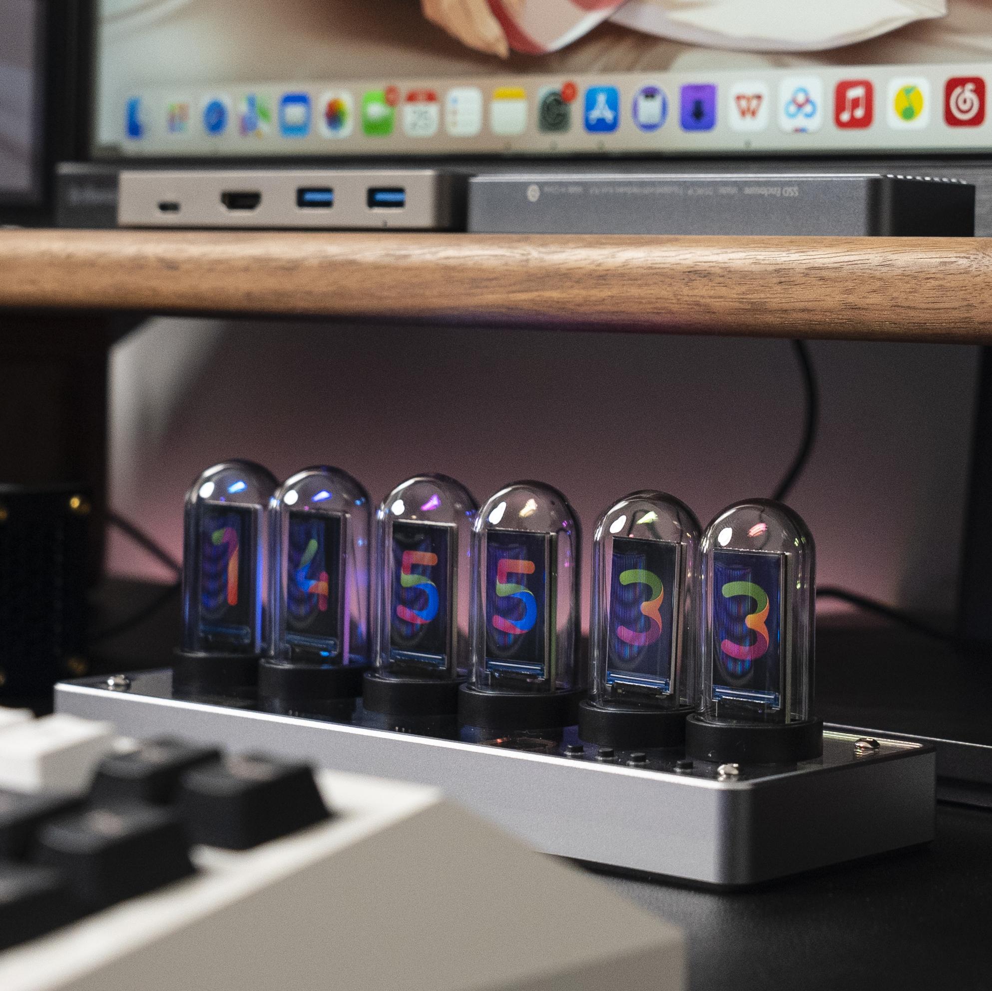 Modern Creative Design Weird Clock Glow Tube Digital Alarm Clock Creative Digital Desk & Table Nixie Tube Clocks (transparent,5) прозрачный