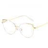 Senior Cat Eye Metal Glasses Women Men Rhinestone Metal Frame Computer Eye Protection Anti Blue Light Eyeglasses