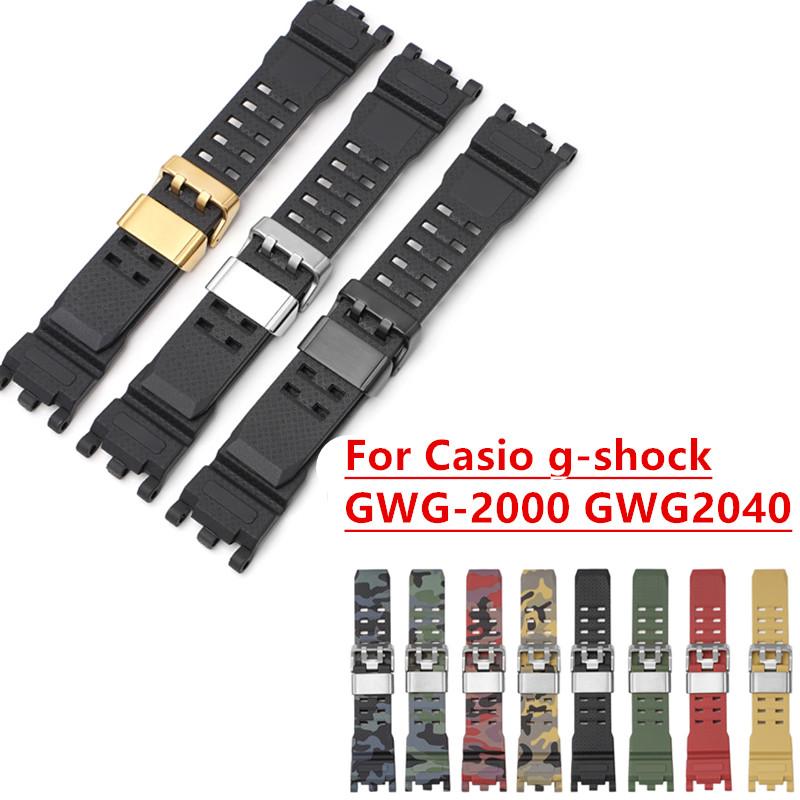 Für Casio g-shock GWG-2000 GWG2040 Ersatzband Edelstahlschließe Zubehör Band Gürtel Silikonkautschuk Uhrenarmband Armbänder