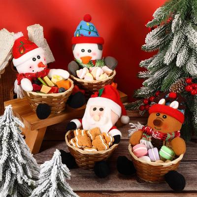 Decoração de Natal cesta de armazenamento de doces ornamento de mesa para mesa infantil recipiente para doces e lanches