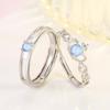 Korean Moonlight Lovers Adjustable Crown Couple Rings with Creative Moonstone Design