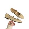 French Retro Suede Ballet Single Shoes Women's 2025 Autumn New Korean Version One-word Strap Flat Mary Jane Women's Shoes