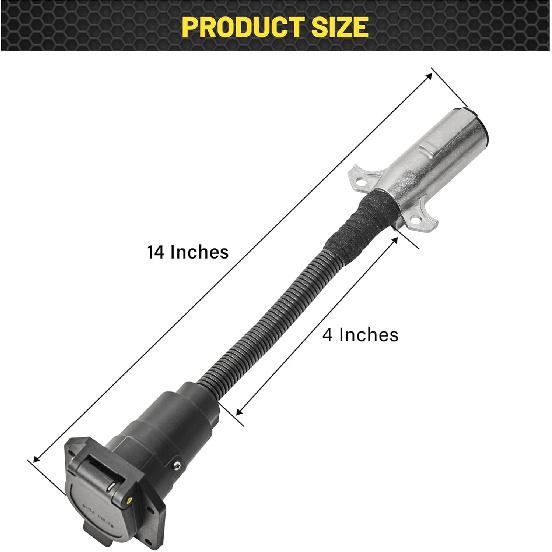 Oyviny 7-Pin Rund auf 7-Pin RV Anhängeradapter mit Montagehalterung, 7-poliger Rund auf 7 RV-Stecker Adapter 14 Zoll Länge