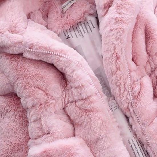 Kids Coat Rabbit Ear Windproof Polyester Long Sleeve Warm Girl Coat for Daily Life