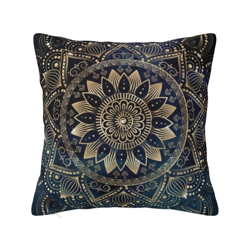 Colorful Lotus Mandala Cushion Cover 40x40cm Velvet Buddhism Flower Throw Pillow Case for Sofa Square Pillowcase Decoration