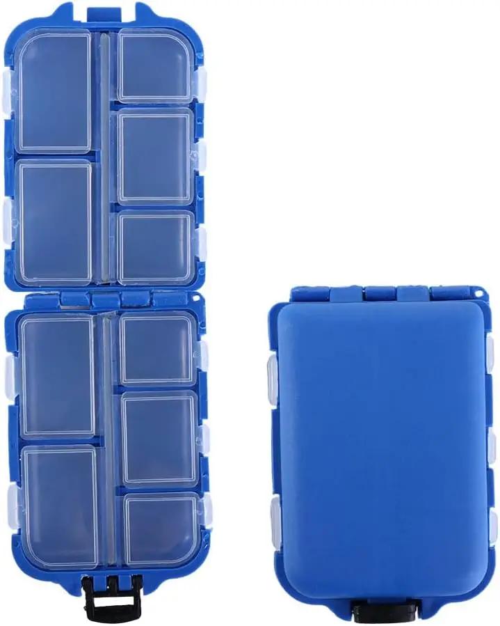 10 Compartments Mini Fishing Tackle Box Fish Lures Square Case Fishing Hooks Holder Accessories Baits Plastic Storage