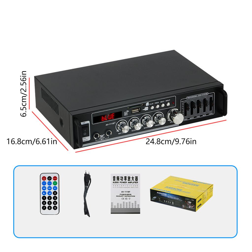 High Clear 2Channel Bluetooth-compatible Music Amplifier With Karaoke Mics Port And FM Antennas For Home Entertainment
