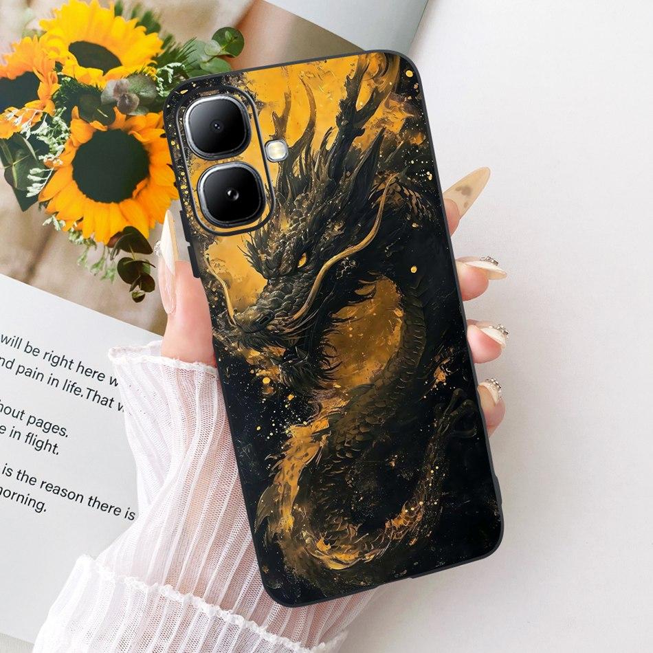For Infinix Smart 20 X6840 X6840B Cool Dragon Tiger Pattern Phone Case For Infinix Smart20 Black Silicone Soft Covers Bumpers