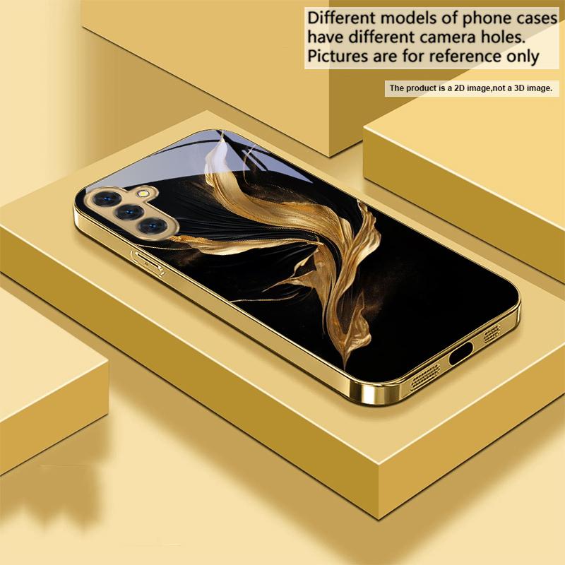 Schwebendes goldenes Band Für Samsung Galaxy S20 FE S21 S22 S23 Plus S24 Ultra 25Ultra S21+ S9+ S22Plus Goldene Glas-Handyhülle