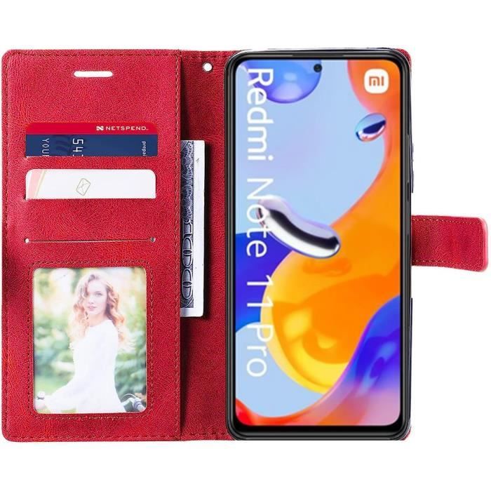 Case - Xiaomi - Redmi Note 11 Pro/Note 12 Pro - Red - Shockproof - PU Leather