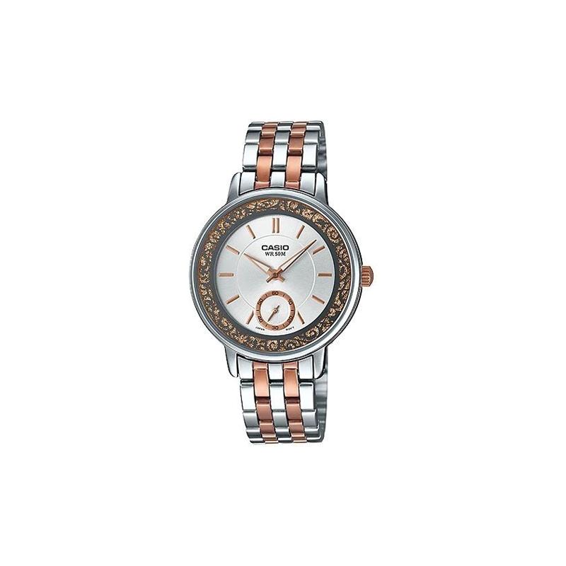 

Casio 50 meters waterproof quartz movement stainless steel strap Japanese and Korean watch 32mm women s watch silver dial LTP-E408RG-7A серебряный
