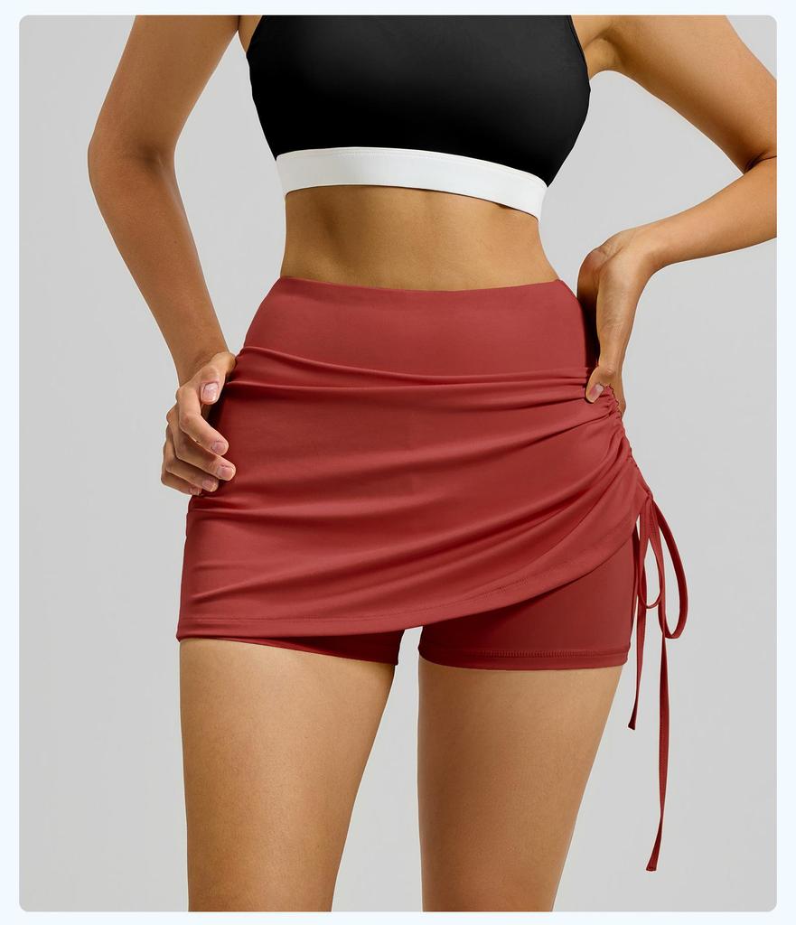 Damen High-Waist Sportrock mit Rüschen und Anti-Exposure Yoga-Shorts - Dehnbar, Atmungsaktiv, Neue Sommerkollektion