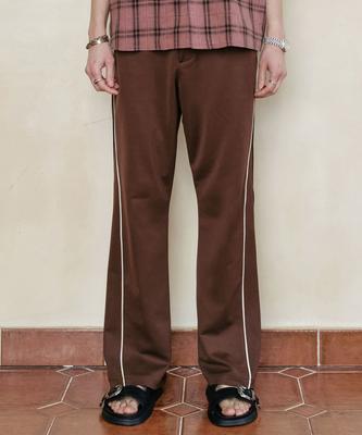 MEN IN JUNGLE Curved Piping Line Bootcut Track Pants - Brown