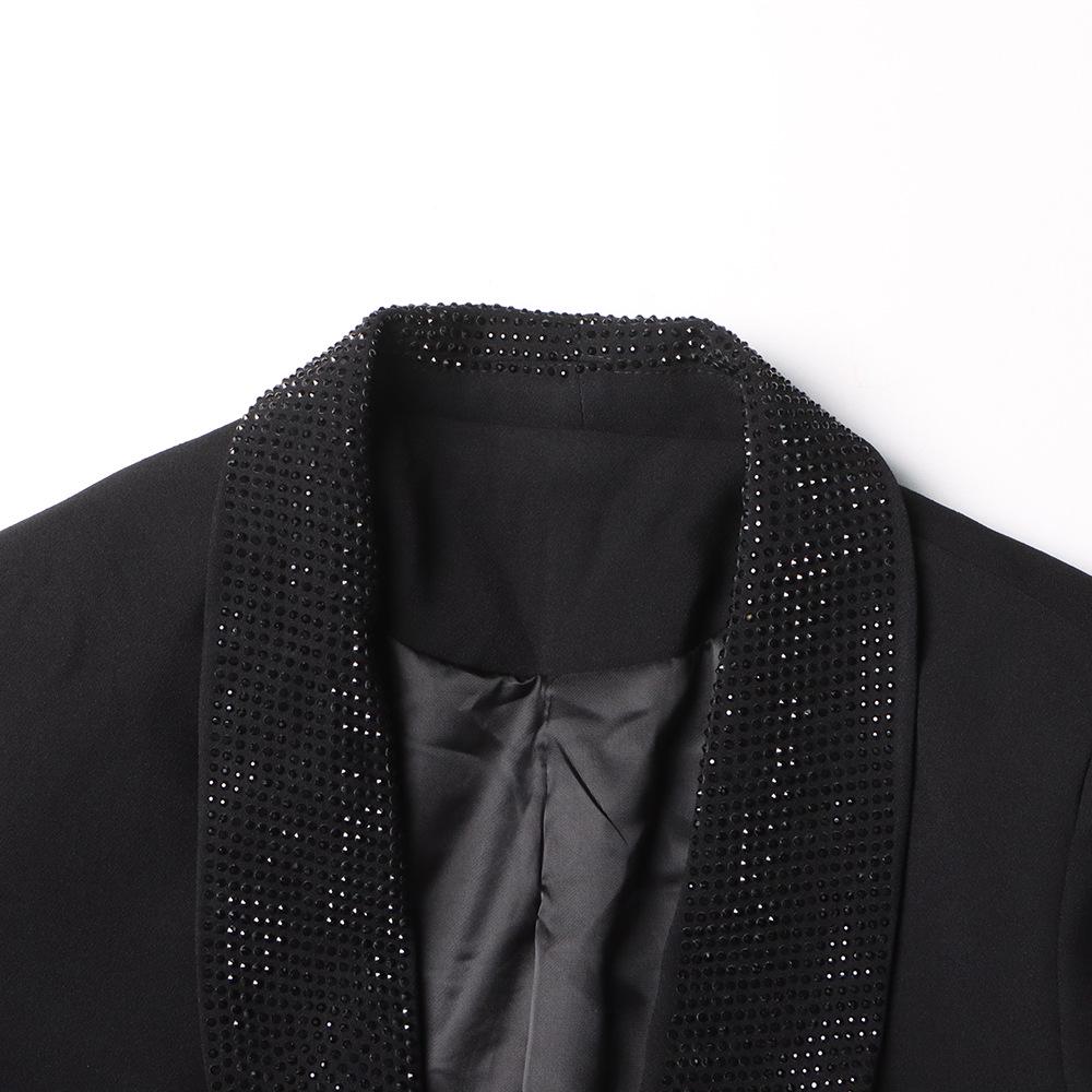 Spring 2026 Women's Luxe Suit: Cuff Patchwork with Ostrich Feather & Rhinestone Trim