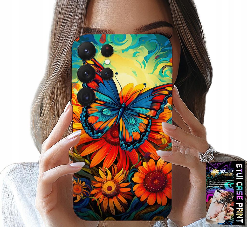 Etui Do Samsung Galaxy S22 Ultra - Motyle Motylki Kwiatki Róże Obudowa