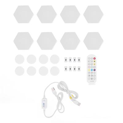 8 Sets Hex Light Panel Voice Control Pickup Music Sync RGB Hex LED Light with Bluetooth APP and