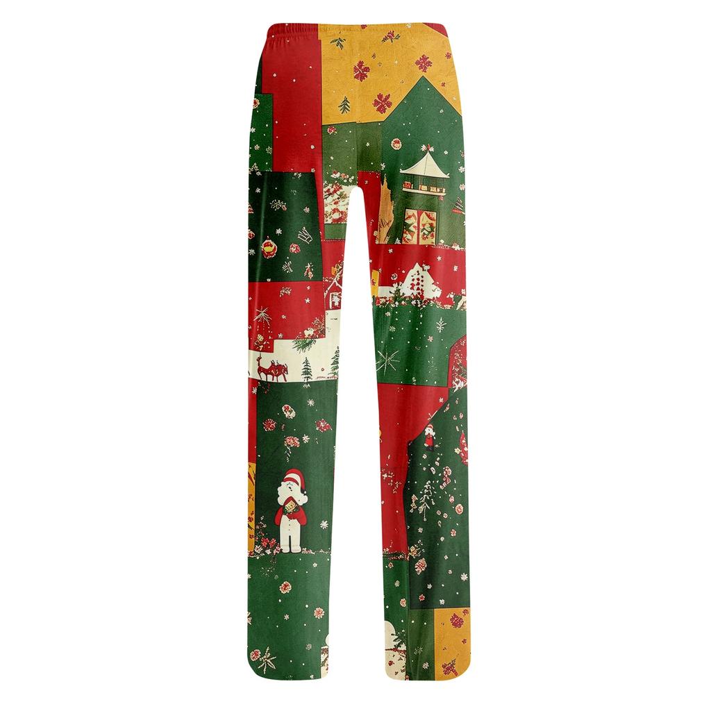 Women's Christmas Print Pants Casual Pants No Pockets