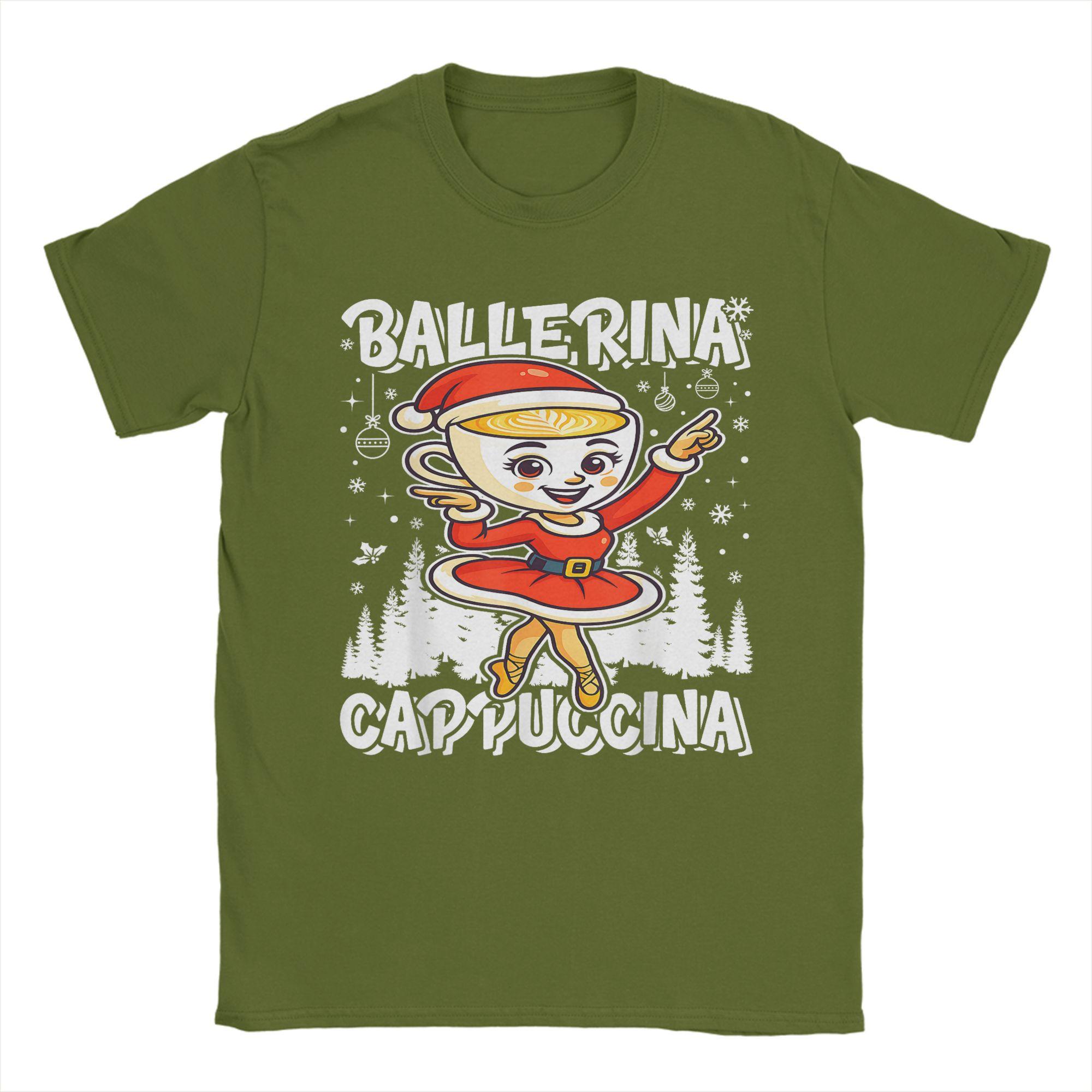 

Ballerina Cappuccina Mrs. Claus Italian Brainrot Christmas T Shirts for Men Leisure T-Shirt Round Collar Tees Short Sleeve Tops 4XL