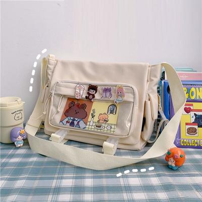 Studentu Crossbody Bag Canvas Daudzpusīga jauna japāņu Harajuku vienkrāsains piepilsētas plecu soma Jauka pastnieka soma