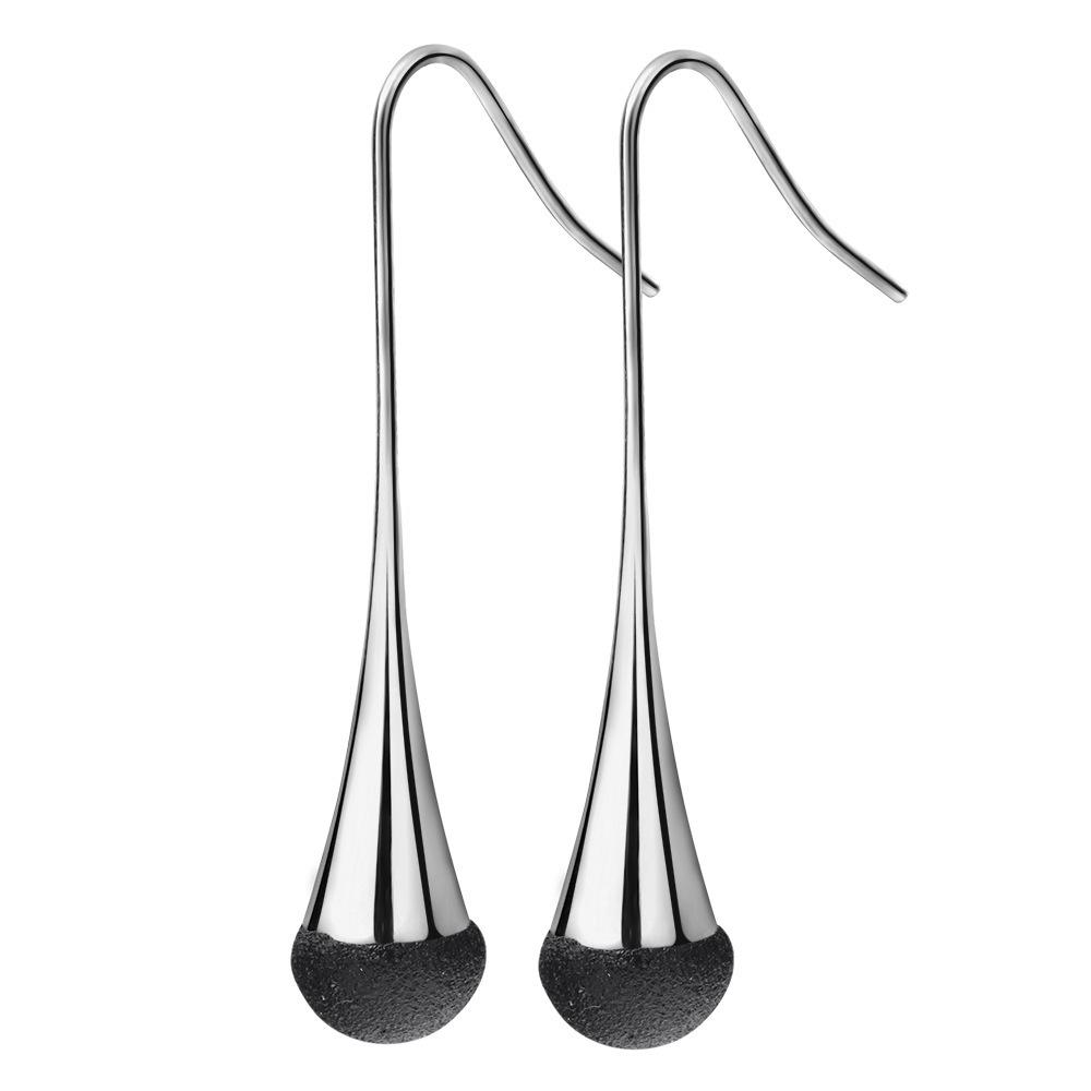 European & American Fashion Frosted Water Drop Earrings - Double Color 316 Titanium Steel Studs for Women