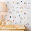 4 Sheets Cute Wall Decals DIY Rainbow Dots Stars Theme Boys Kids Room Wall Stickers Removable Vinyl