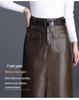 Modischer Damen-Lederrock aus Lammleder mit Schlitz - Hohe Taille, Mittellang, Faltenmildernd, Trendiger Pendlerstil.