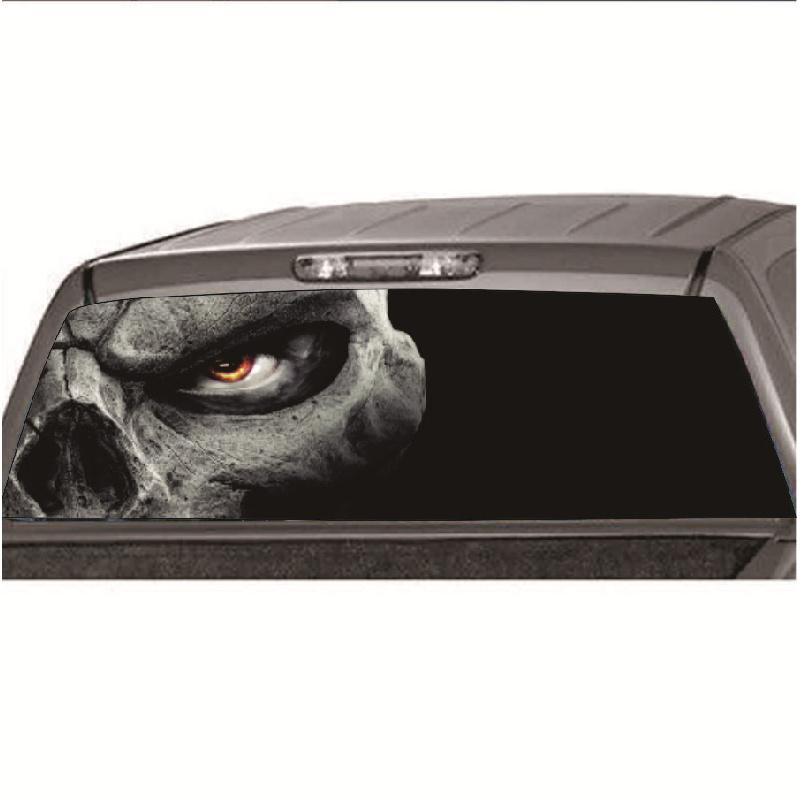 Car Suv Skull Style Rear Window Tint Graphics Decal Sticker 22X65   / 165X56Cm