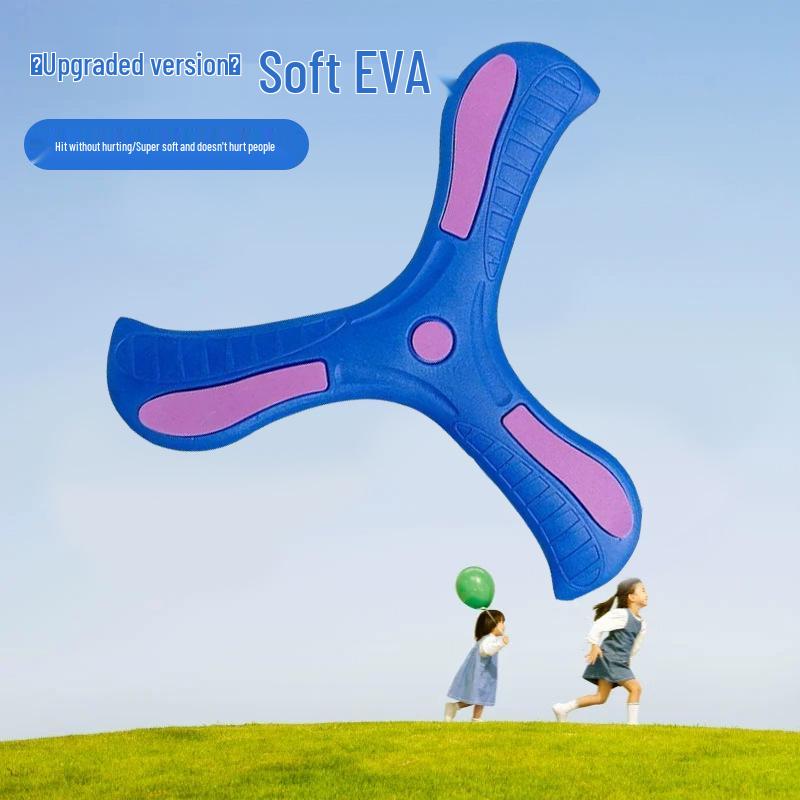 Large Children's Soft Rubber Boomerang - Durable, Three-Leaf Design for Safe Outdoor Play