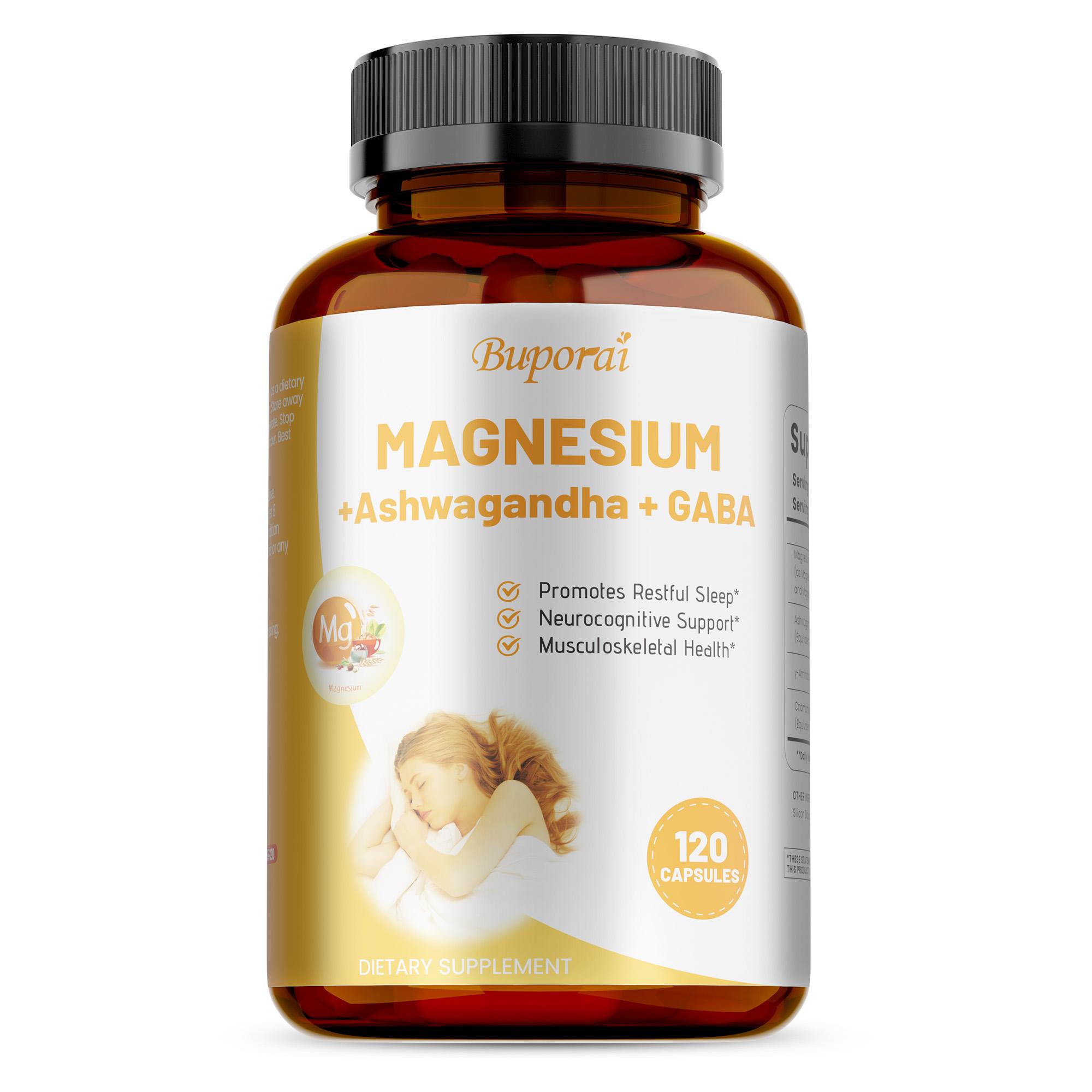 

Ashwagandha Complex, highly absorbable magnesium complex, relieves stress, strengthens muscles and heart, gluten-free. 120