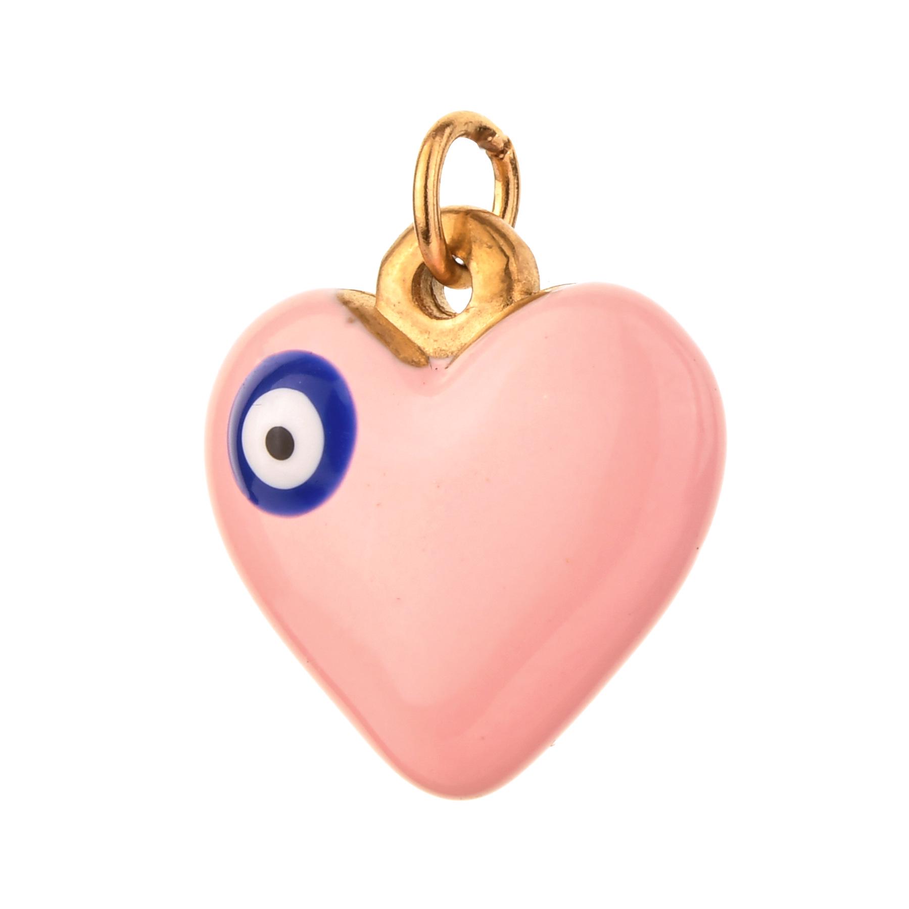 European & American Love Heart Stainless Steel Demon Eye Necklace Pendant Charms