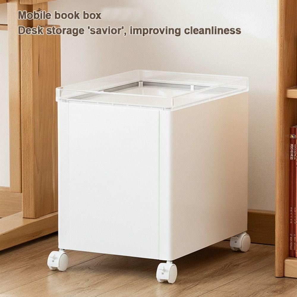 Large Capacity Stationery Storage Box Plastic Movable Bookshelf Portable File Box Study Room