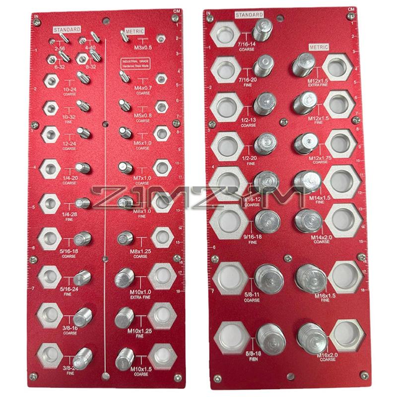 2 In 1 Nut and Bolt Thread Checker 38 Holes Bolt Size Thread Identifier Gauge Standard Metric Bolt Nut Gauge