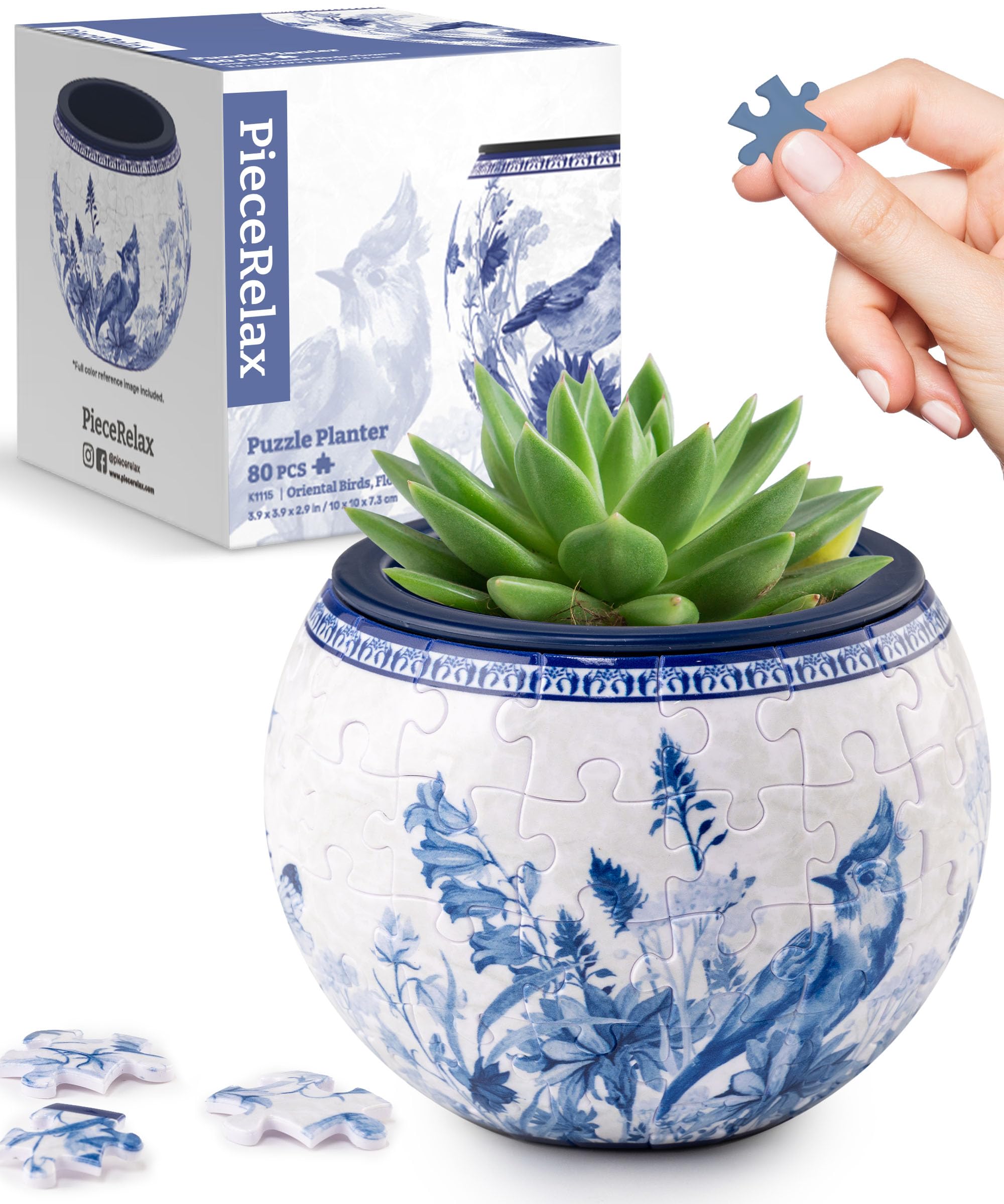 

PieceRelax Plastic 3D Flowerpot Puzzle Day Gift Flowers and Pen Candy Interior Decor 80-piece - Mother s - [Eastern Birds] (10x10x7cm) - Children s