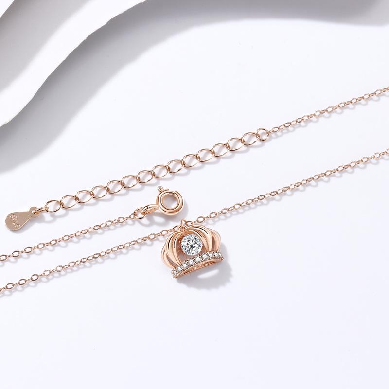 Smart Necklace Female Creative Korean Version Of Fashion Beating Heart Crown Pendant Item Jewelry Premium Durable