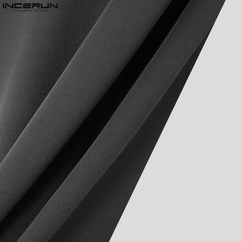 INCERUN Men Round Neck Long Sleeve Stitching Print Tops Fitted Undershirts