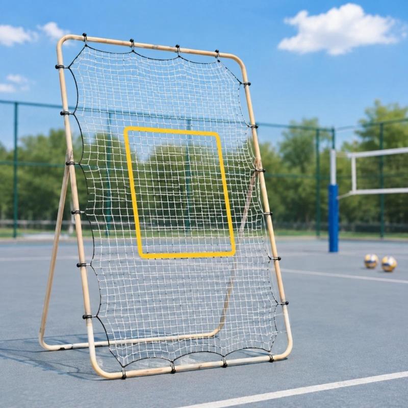 Rebounder Net for Ball Return Practice with a Clear Aiming Area, Polyester Construction and Edge Connection Points for School and Team Training