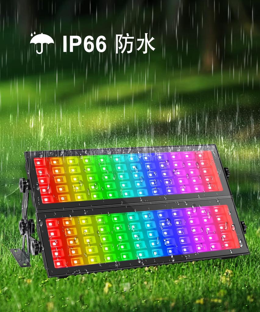 Set aus 2 120W RGB Flutlichtern, Bühnenlichtleiste - RGBCW Smarte Wallwasher-Leuchten mit 60 RGB-, 60 Warmweiß- und 60 Weiß-Farben, IP66 Wasserdicht DJ