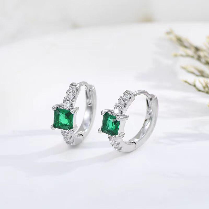 Elegante mehrfarbige Zirkon-besetzte Zuckerwürfel-Ohrringe für Damen