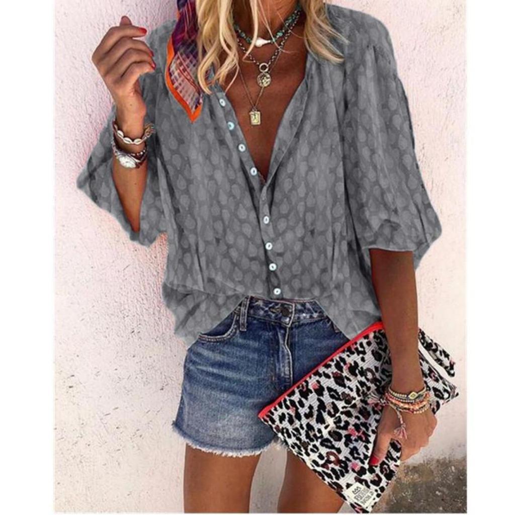 Ladies, Casual, Long Sleeved, Button Up Shirt, Floral Print, Machine Washable, Casual, Loose Fit