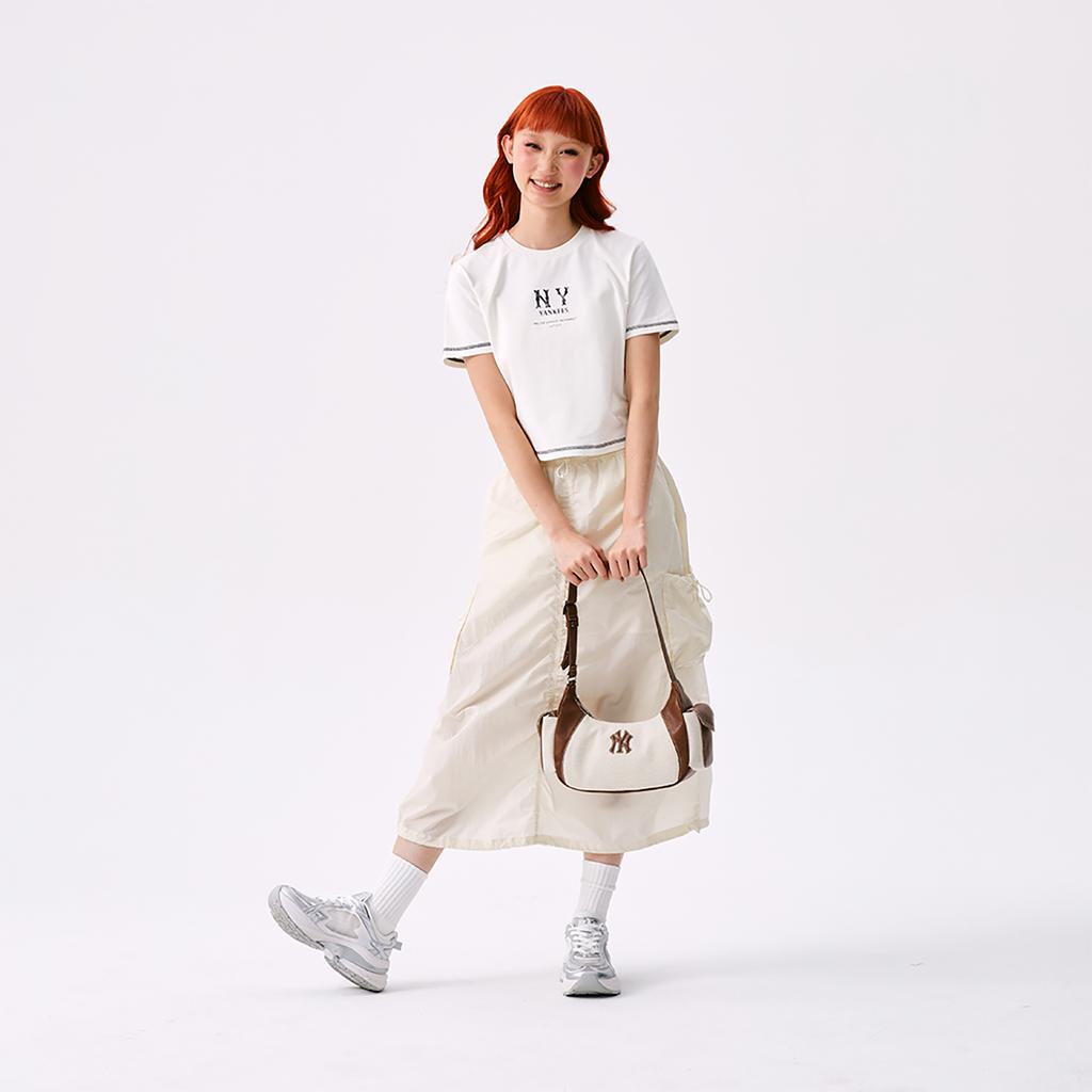 New MLB New York Yankees Basic Collection SS25 T Shirt Women's Ivory 3FTSB0453-50IVS