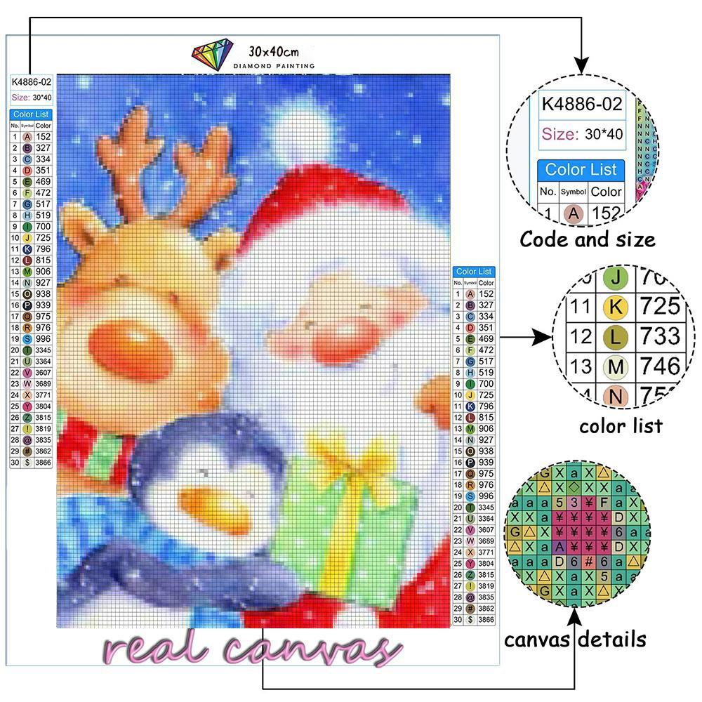 5D-Diamantgemälde zum Selbermachen, Weihnachtsmann und Elch, Stickerei, Mosaikkunst, Bild von Strasssteinen, Dekor, Geschenk